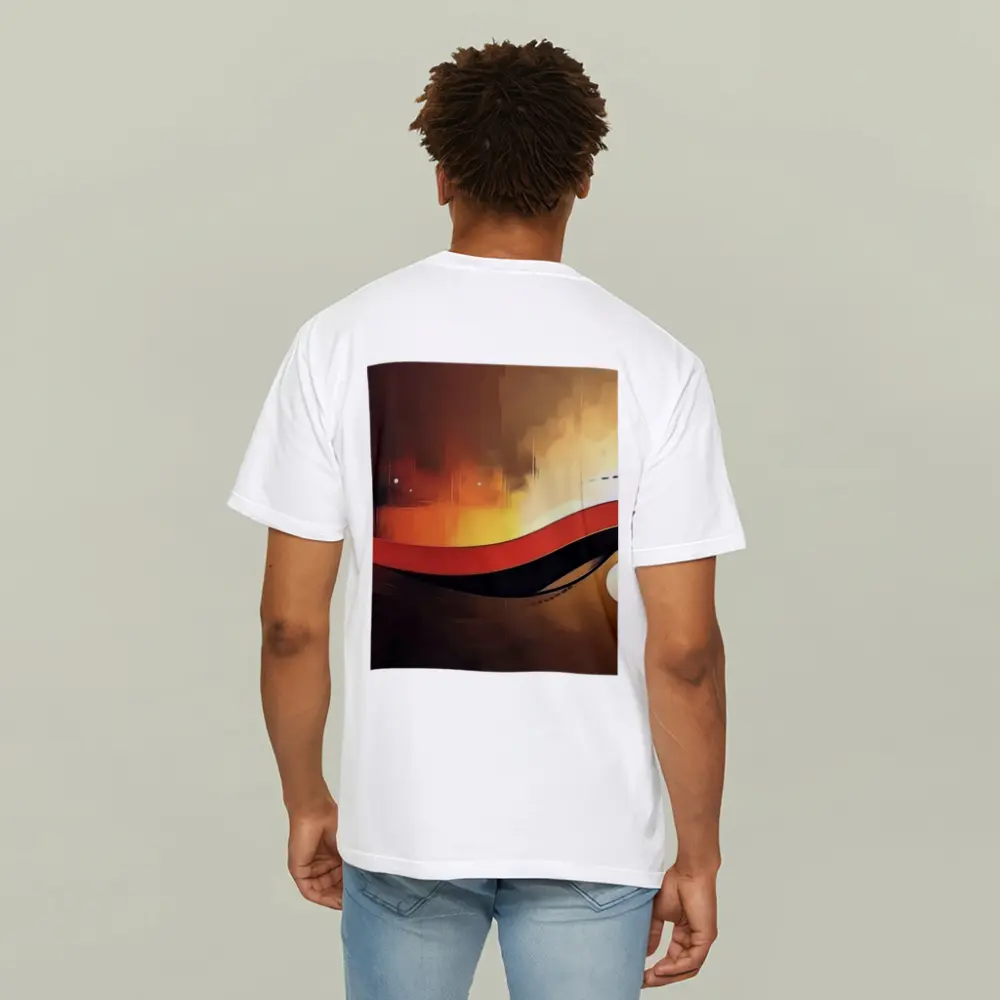 Red Black Wave Abstract Gold Background Art – T-Shirts