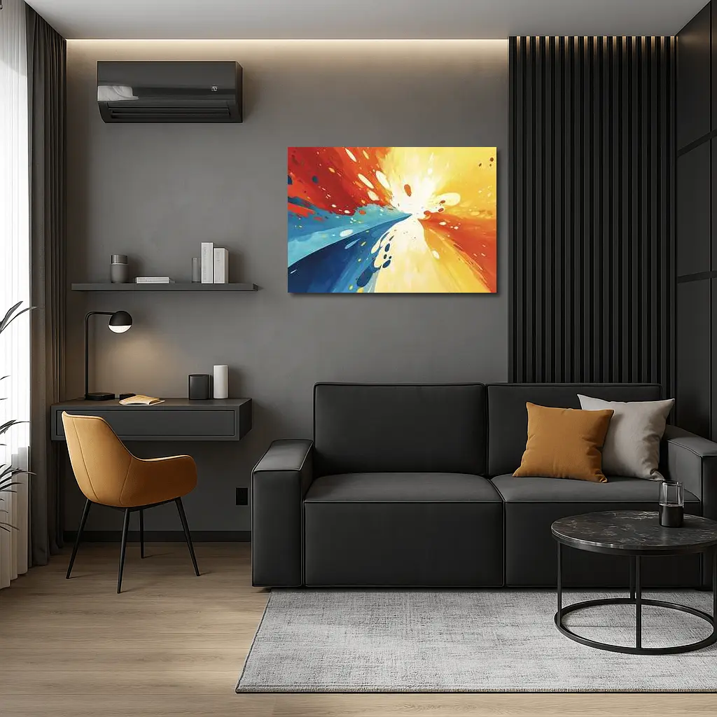 Bold Abstract Explosion Red Blue Yellow Art – Wall Art