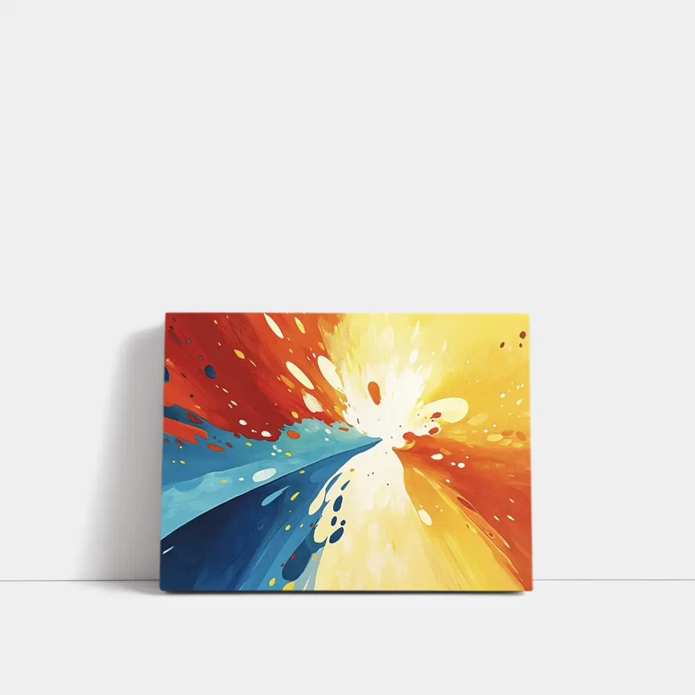 Bold Abstract Explosion Red Blue Yellow Art – Wall Art