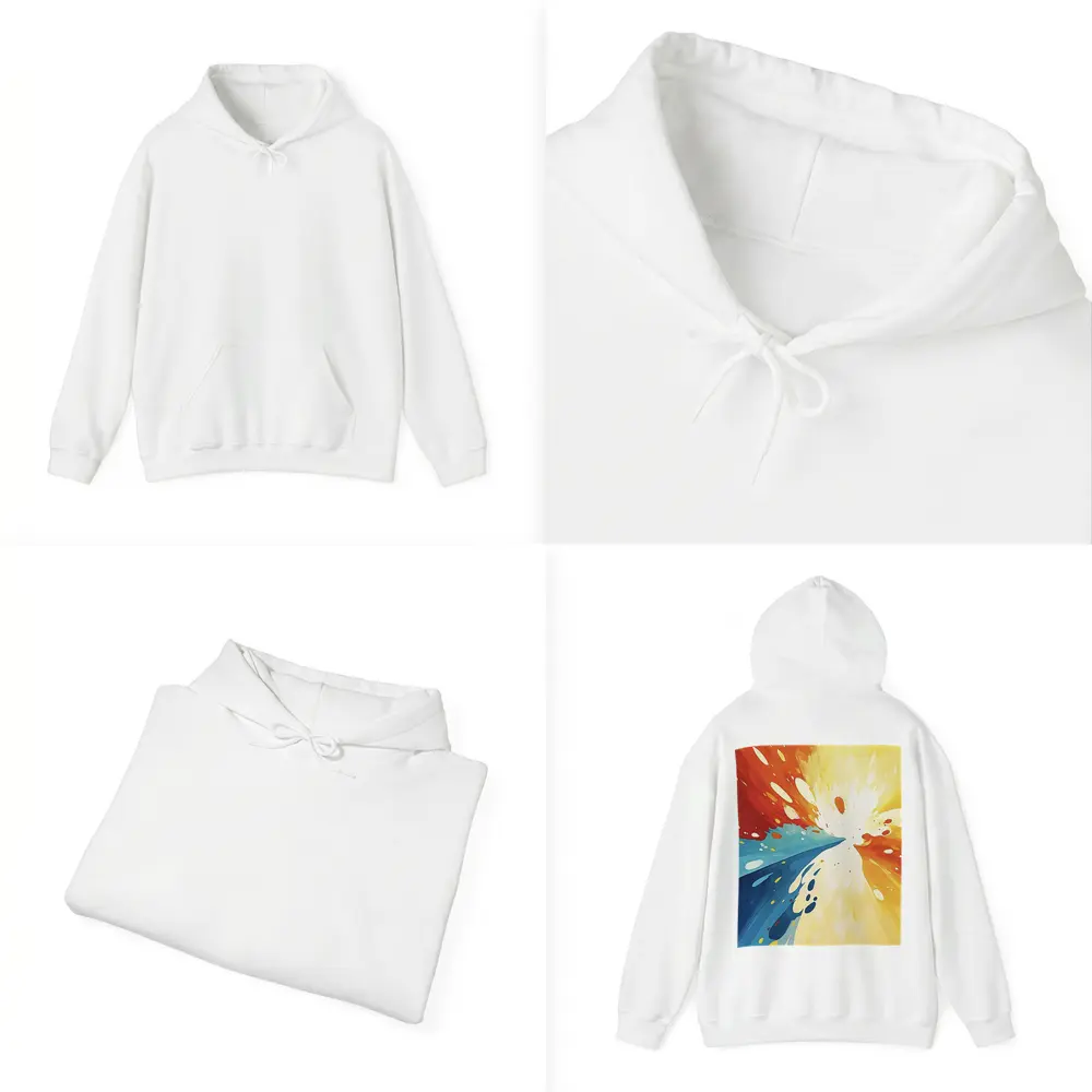 Bold Abstract Explosion Red Blue Yellow Art – Hoodies