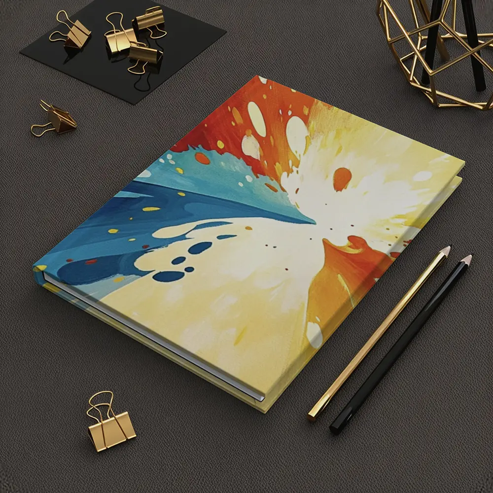Bold Abstract Explosion Red Blue Yellow Art – Notebooks