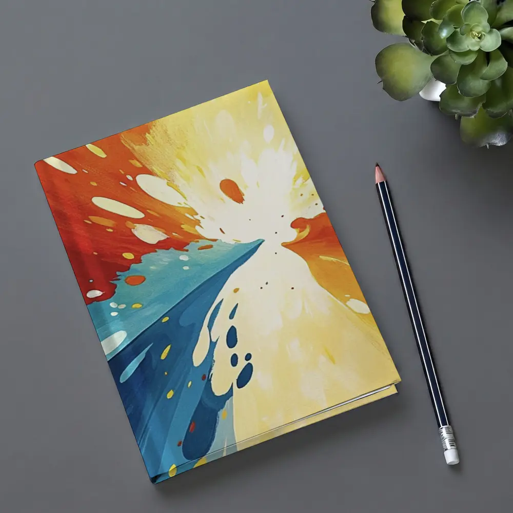 Bold Abstract Explosion Red Blue Yellow Art – Notebooks