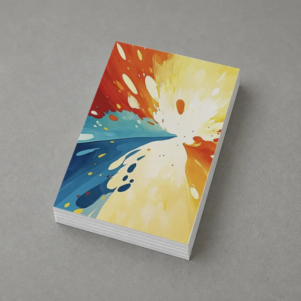 Bold Abstract Explosion Red Blue Yellow Art – Postcards