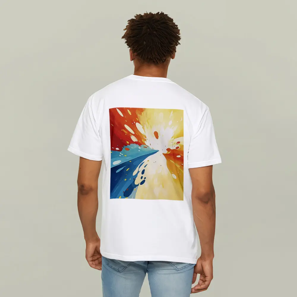 Bold Abstract Explosion Red Blue Yellow Art – T-Shirts