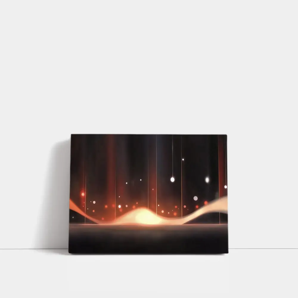 Dark Abstract Glowing Waves Orange Light Art – Wall Art