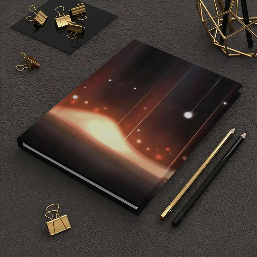 Dark Abstract Glowing Waves Orange Light Art – Notebooks