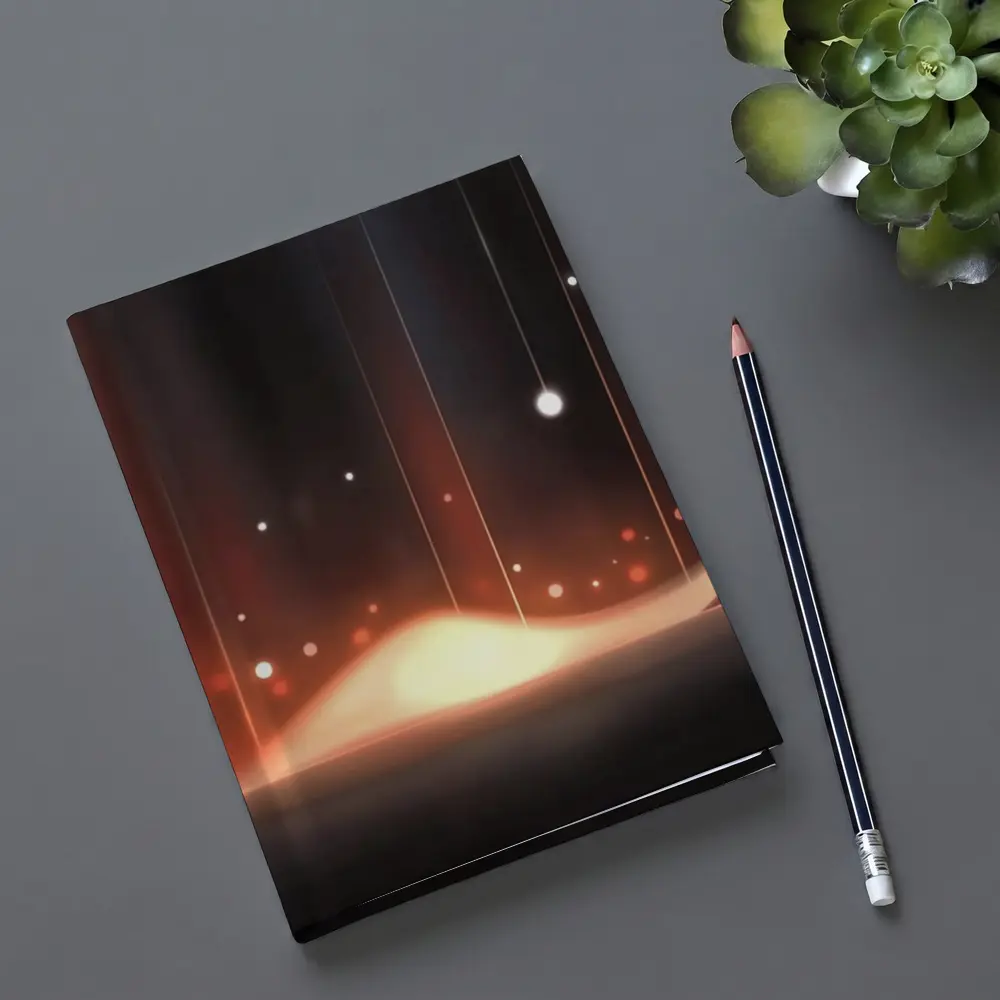 Dark Abstract Glowing Waves Orange Light Art – Notebooks