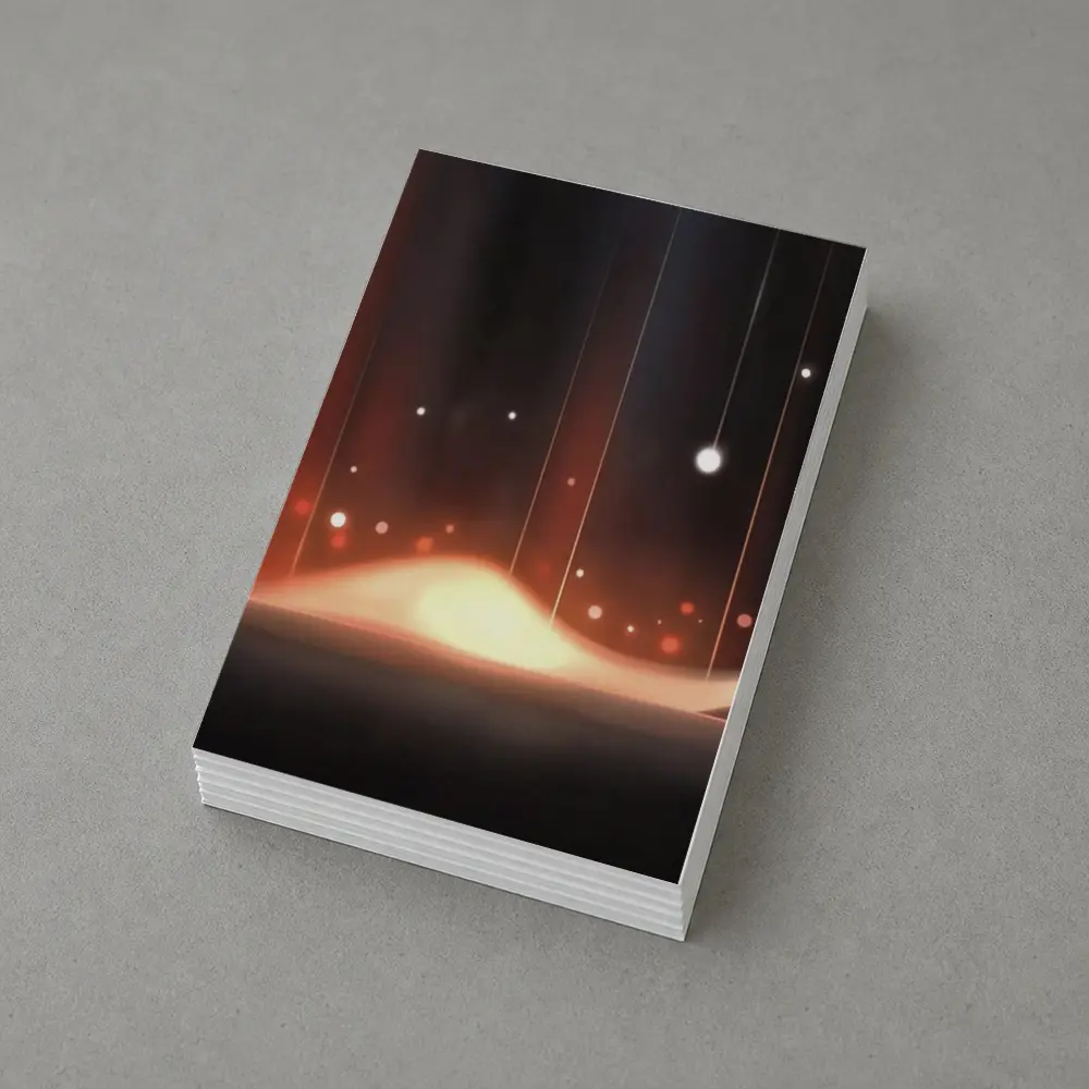 Dark Abstract Glowing Waves Orange Light Art – Postcards