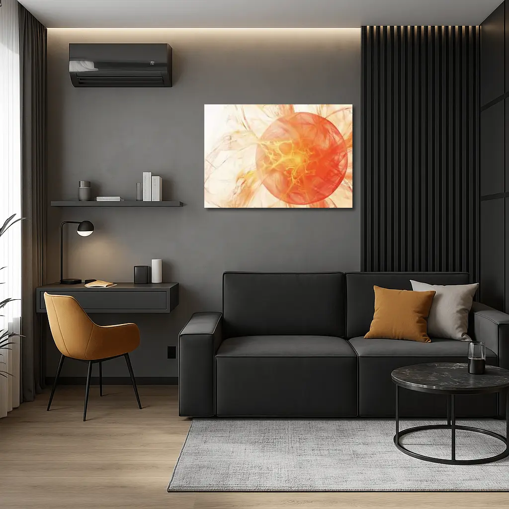 Abstract Orange Fractal Sphere On White – Wall Art