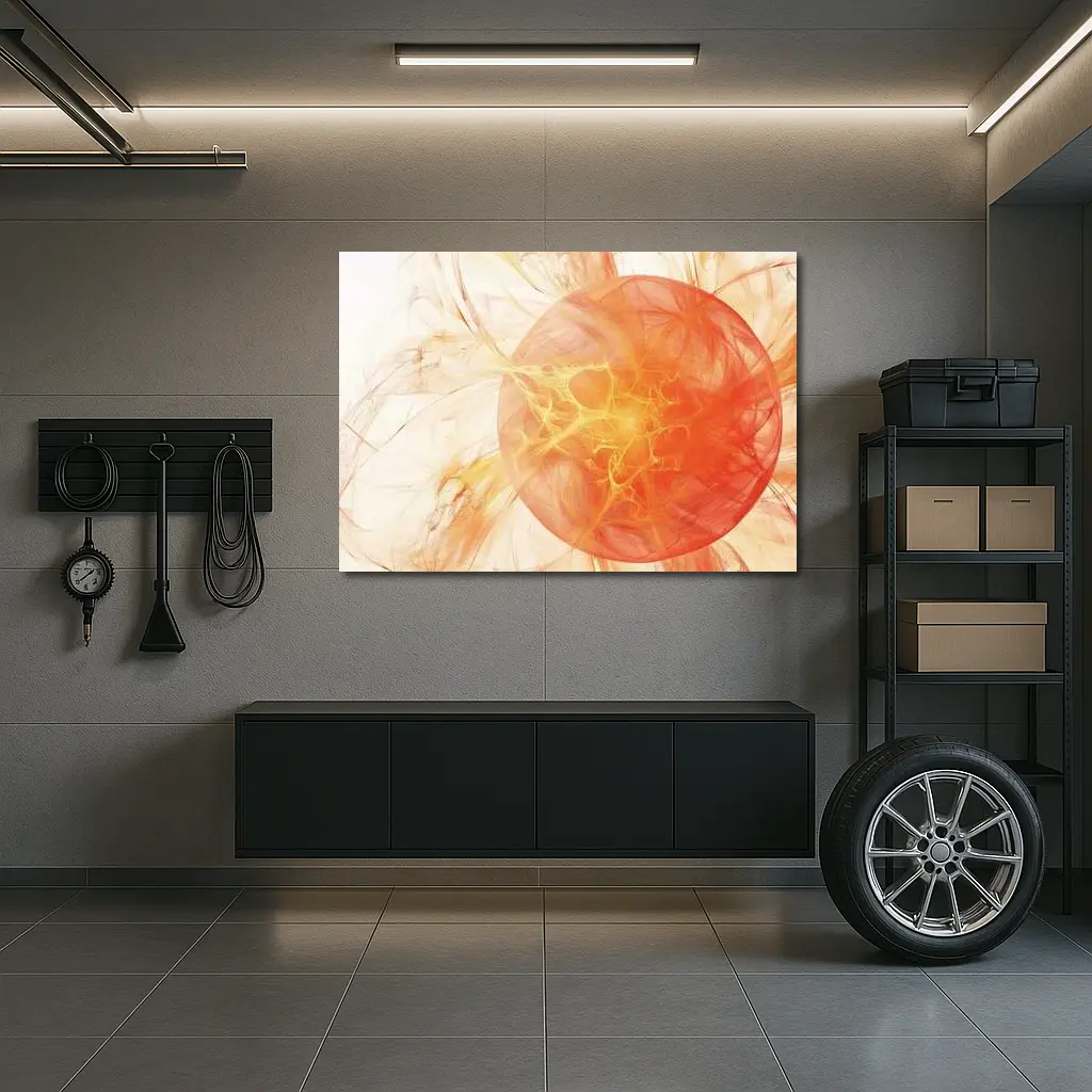 Abstract Orange Fractal Sphere On White – Wall Art