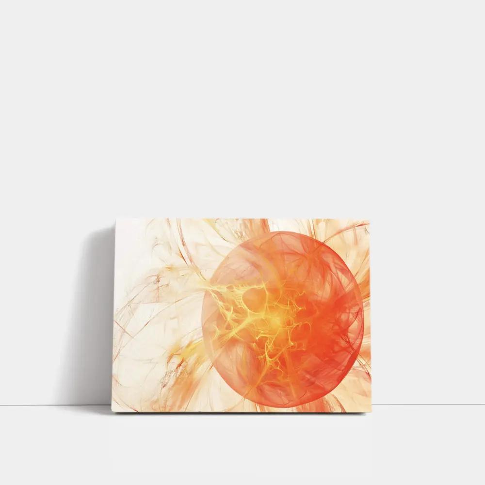 Abstract Orange Fractal Sphere On White – Wall Art