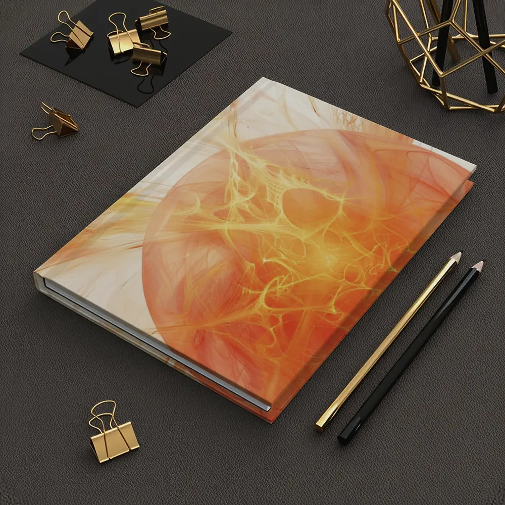 Abstract Orange Fractal Sphere On White – Notebooks