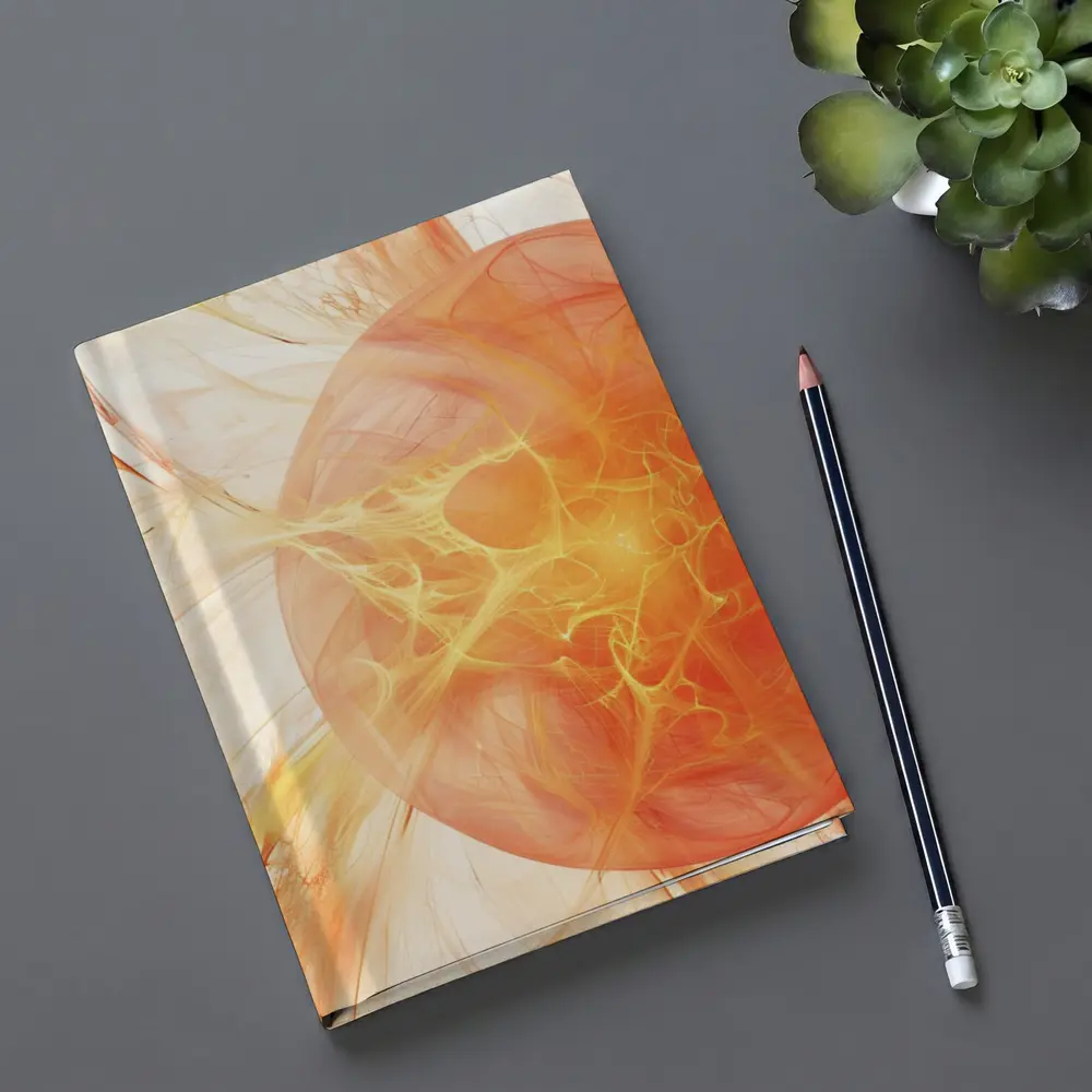 Abstract Orange Fractal Sphere On White – Notebooks