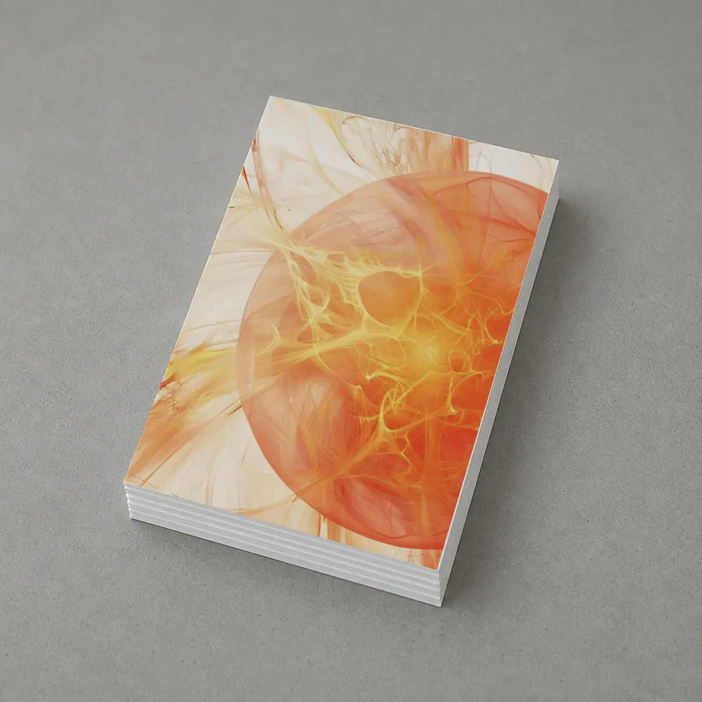 Abstract Orange Fractal Sphere On White – Postcards