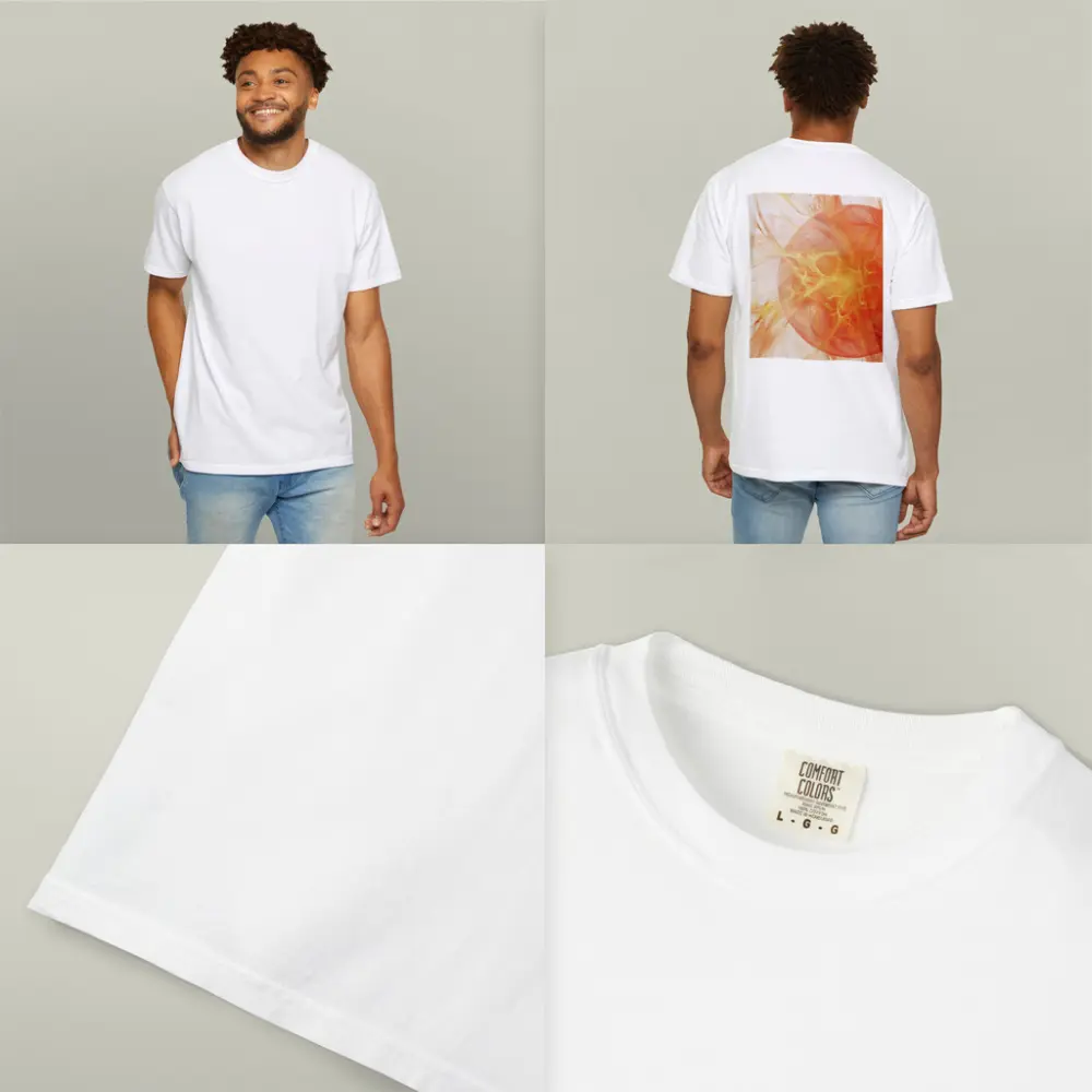 Abstract Orange Fractal Sphere On White – T-Shirts