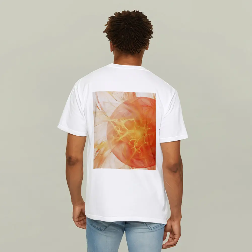 Abstract Orange Fractal Sphere On White – T-Shirts