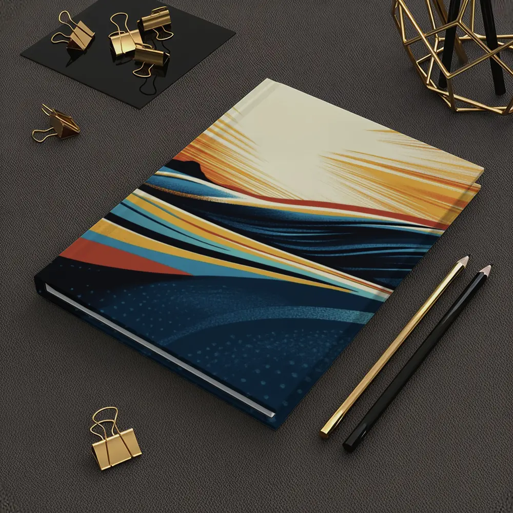 Abstract Ocean Waves Sunset Golden Sky – Notebooks
