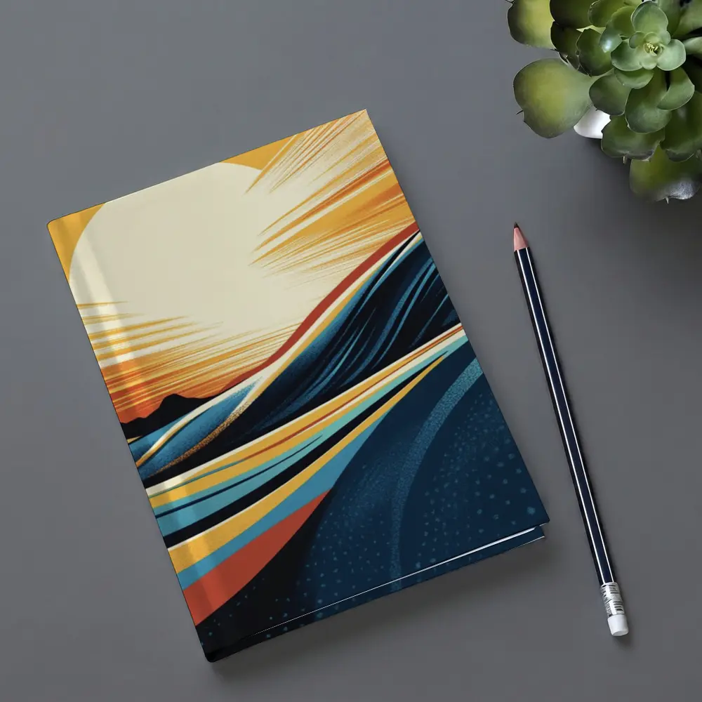 Abstract Ocean Waves Sunset Golden Sky – Notebooks