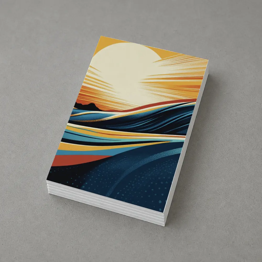 Abstract Ocean Waves Sunset Golden Sky – Postcards