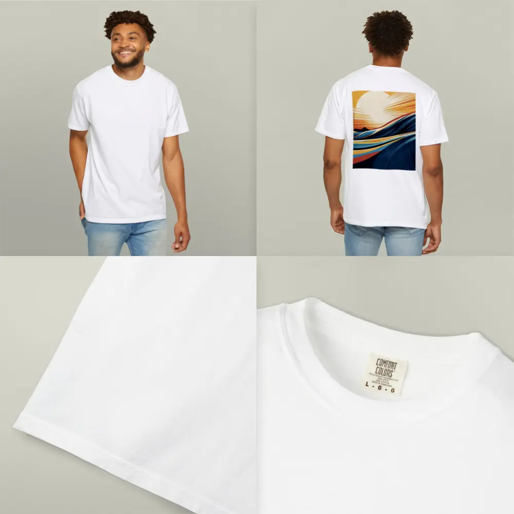 Abstract Ocean Waves Sunset Golden Sky – T-Shirts