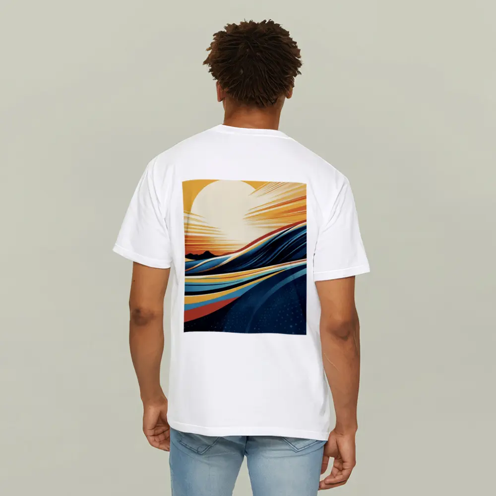 Abstract Ocean Waves Sunset Golden Sky – T-Shirts