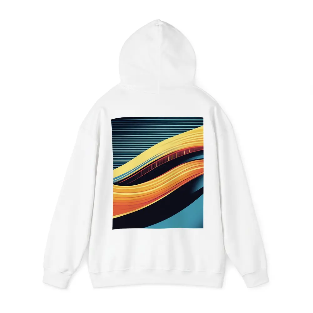 Bold Yellow Wave Abstract Dark Blue Background – Hoodies