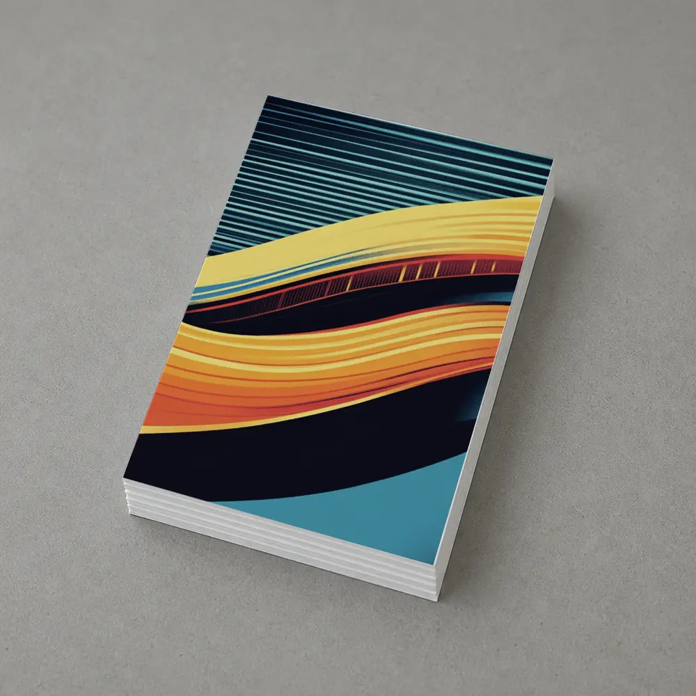 Bold Yellow Wave Abstract Dark Blue Background – Postcards