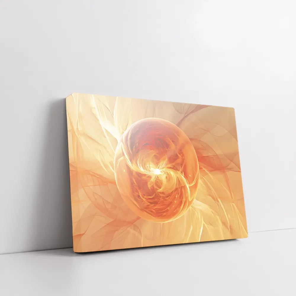 Orange Glowing Sphere Abstract Energy Art – Wall Art