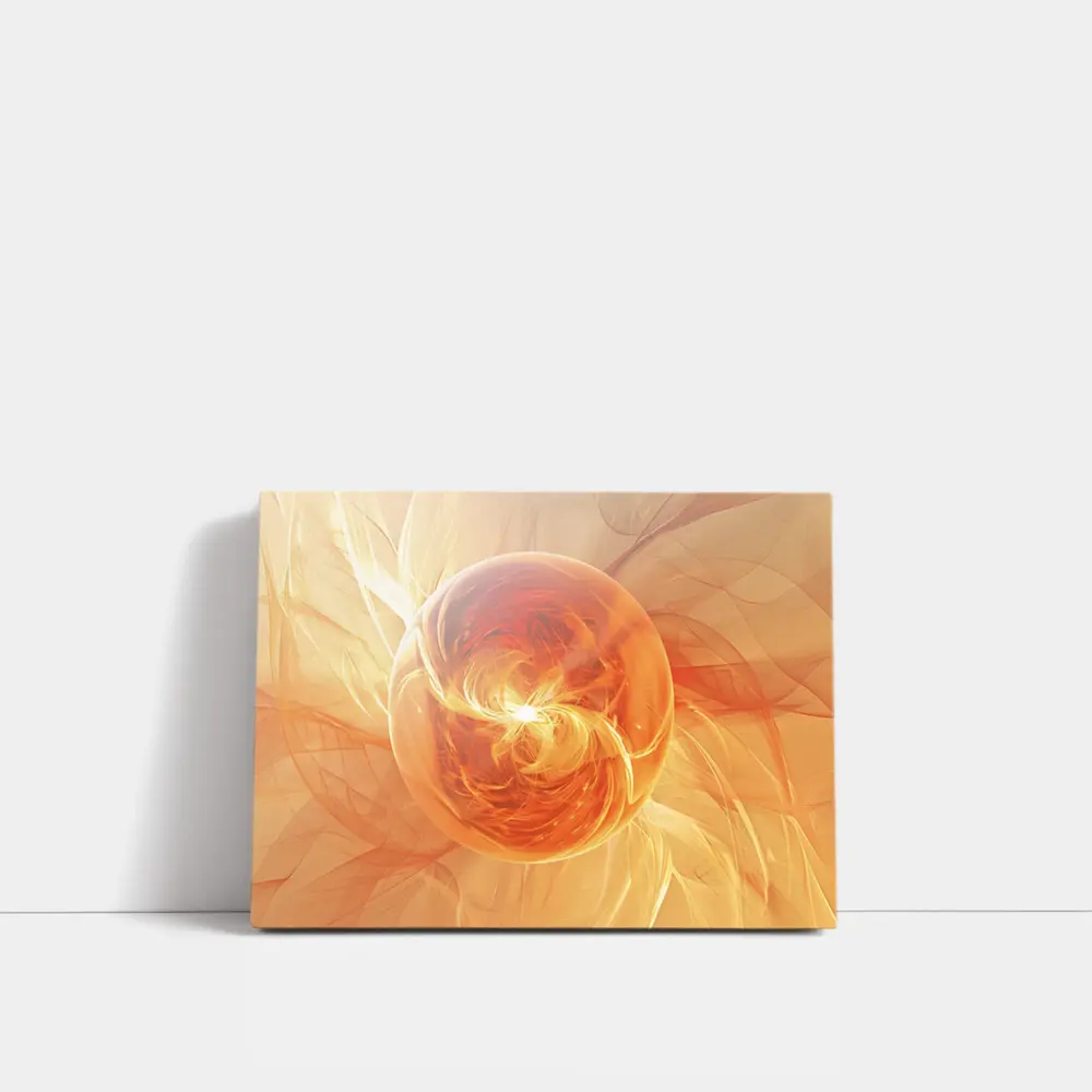 Orange Glowing Sphere Abstract Energy Art – Wall Art