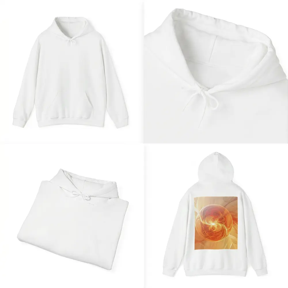 Orange Glowing Sphere Abstract Energy Art – Hoodies