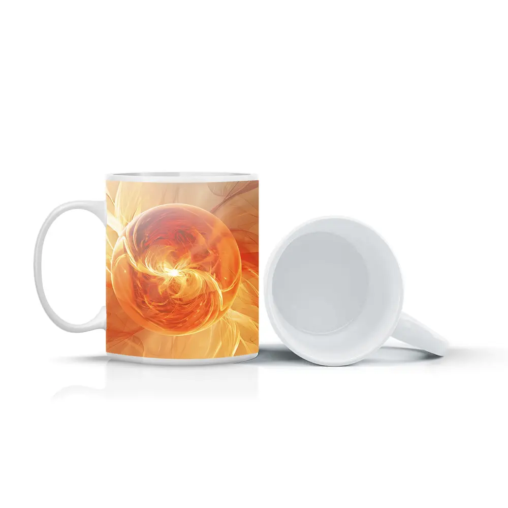 Orange Glowing Sphere Abstract Energy Art – Mugs