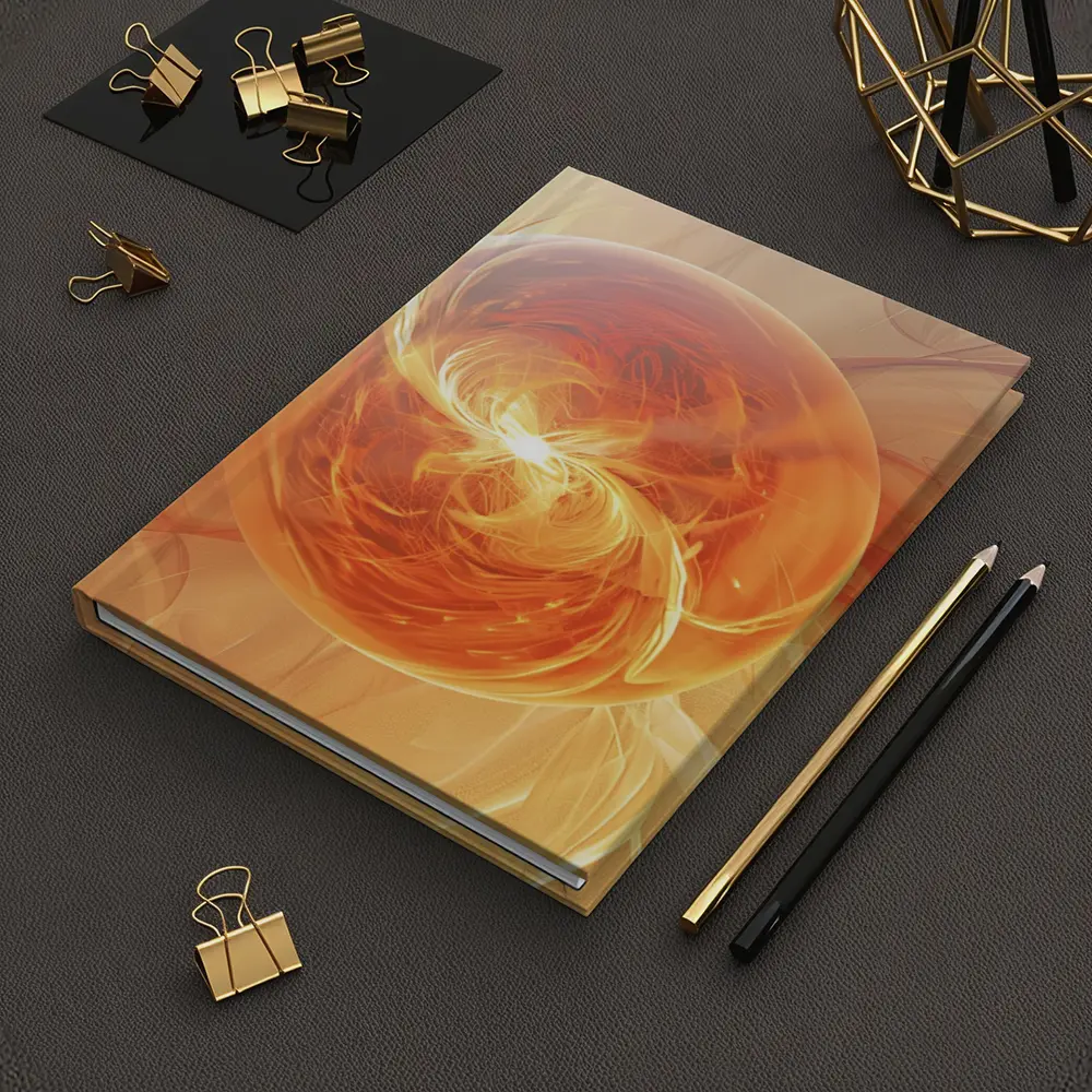Orange Glowing Sphere Abstract Energy Art – Notebooks