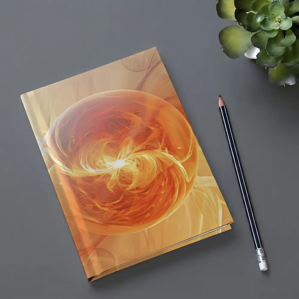Orange Glowing Sphere Abstract Energy Art – Notebooks
