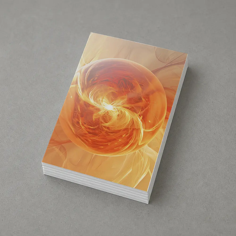 Orange Glowing Sphere Abstract Energy Art – Postcards