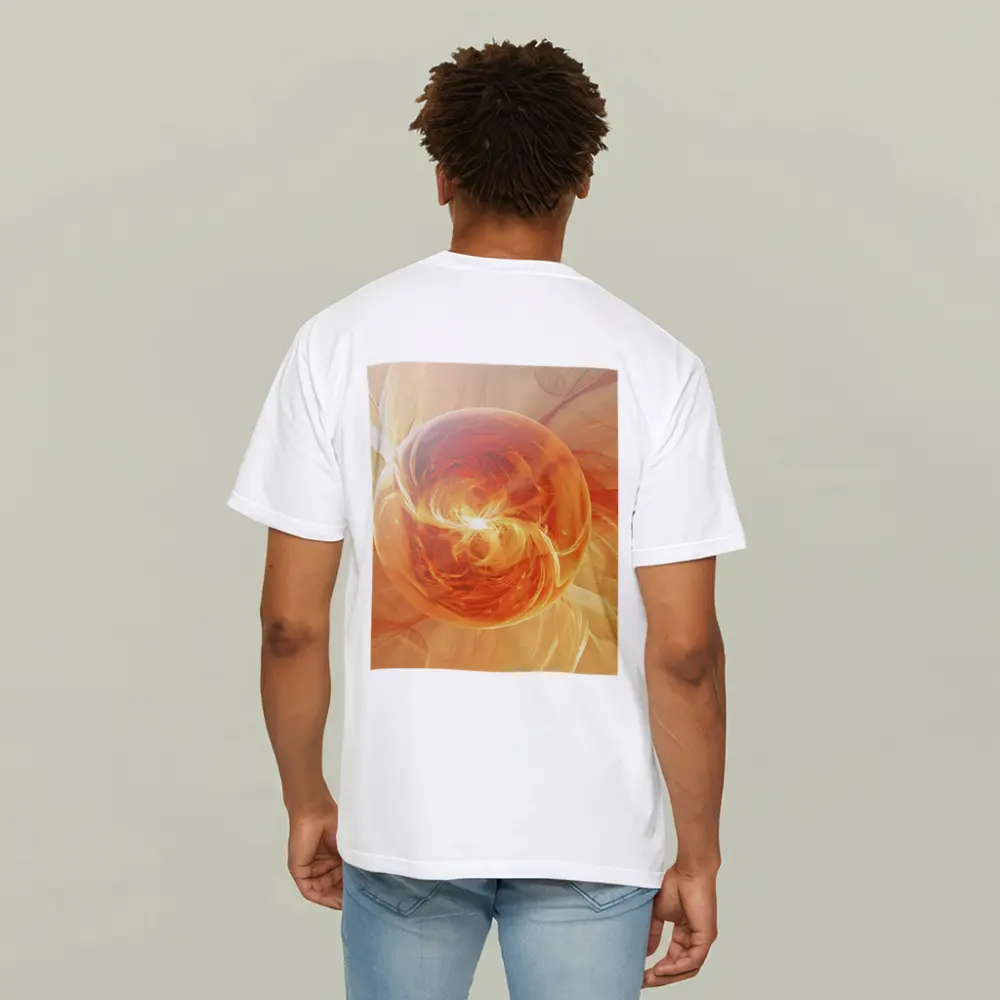 Orange Glowing Sphere Abstract Energy Art – T-Shirts