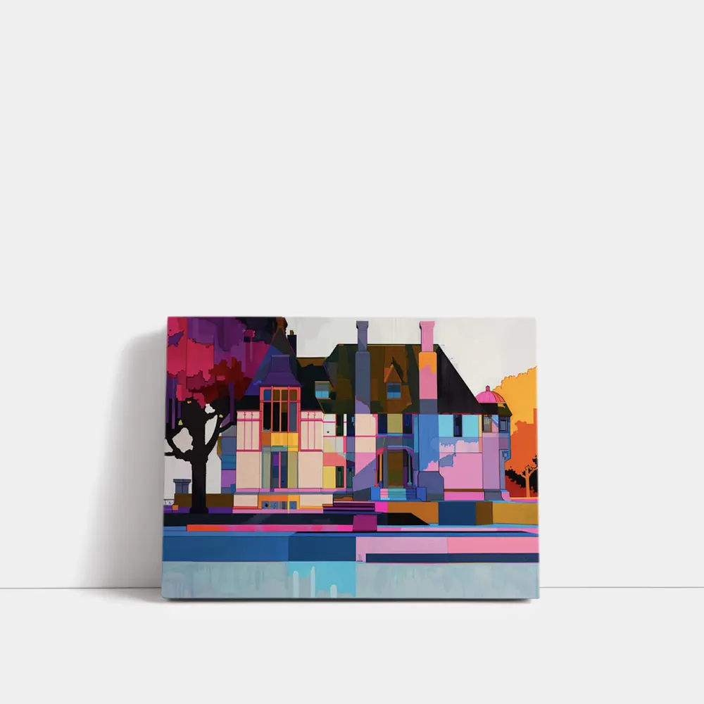 Colorful Geometric House Architecture Pop Art – Wall Art