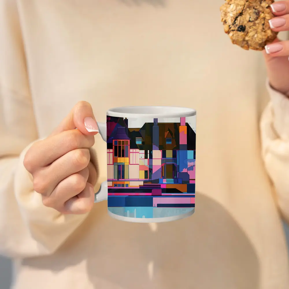 Colorful Geometric House Architecture Pop Art – Mugs
