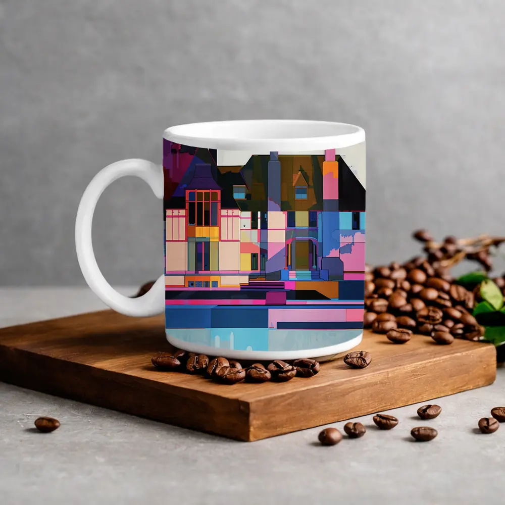 Colorful Geometric House Architecture Pop Art – Mugs