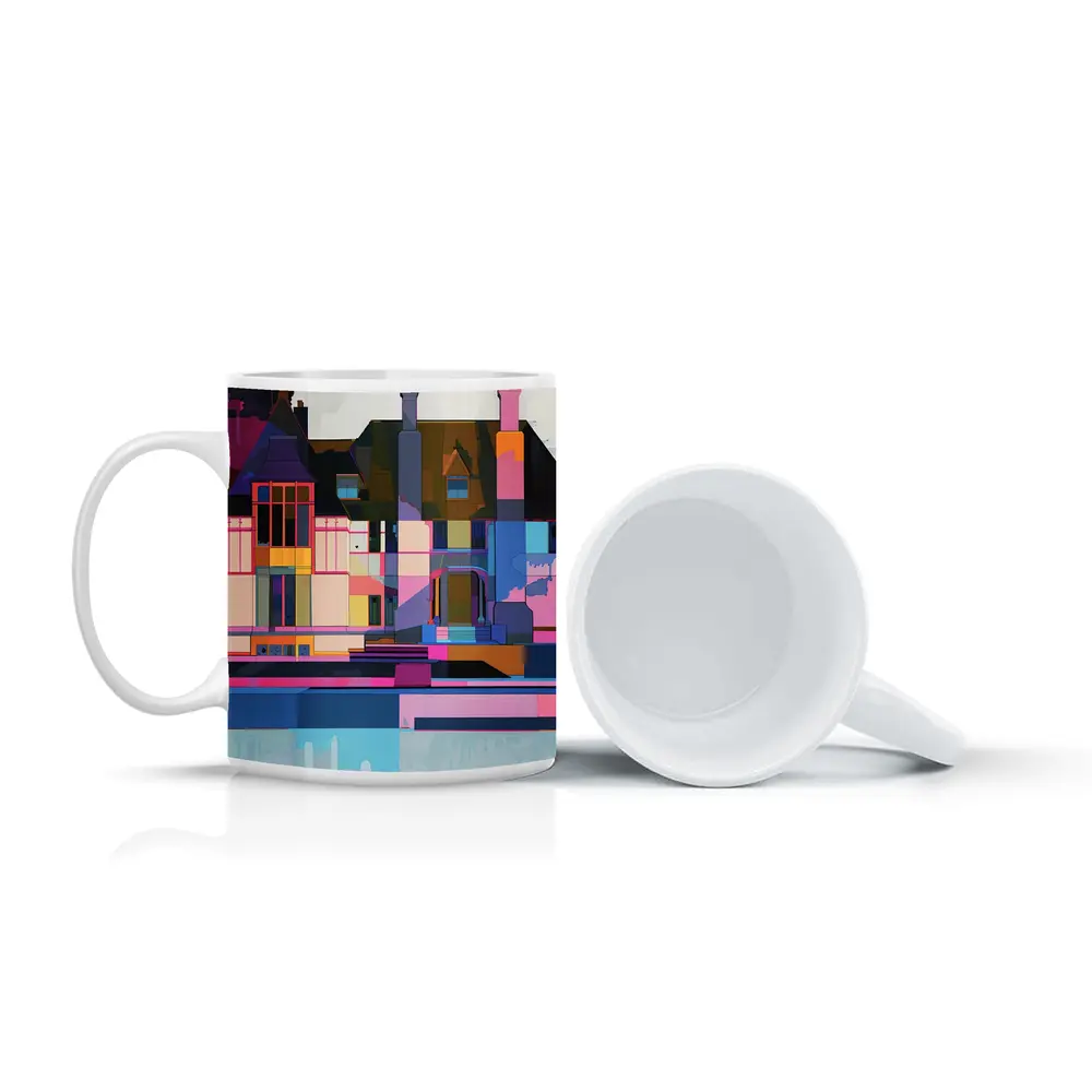 Colorful Geometric House Architecture Pop Art – Mugs