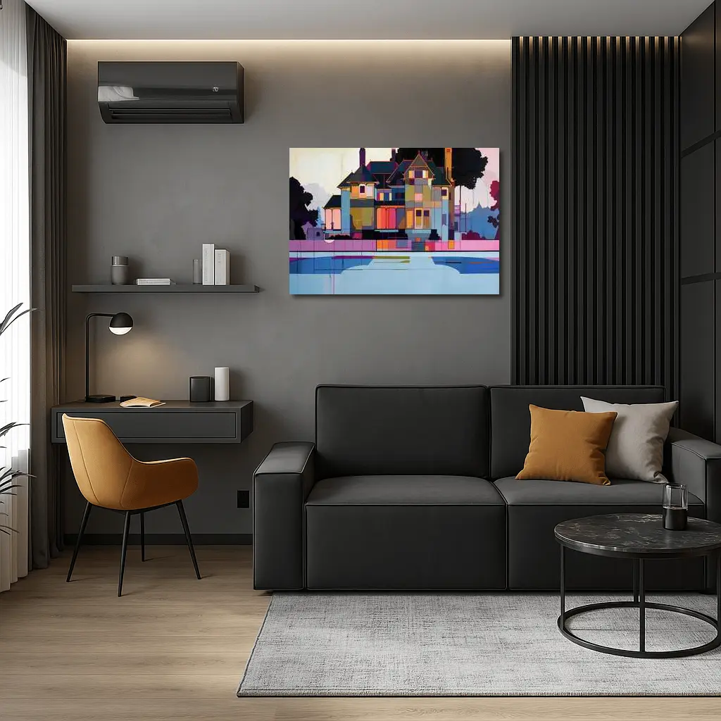 Victorian House Pool Geometric Pop Art – Wall Art