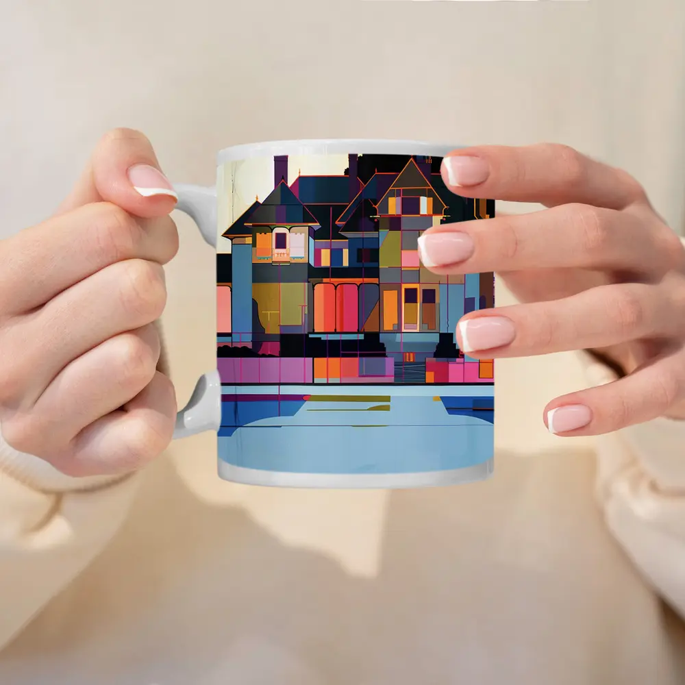 Victorian House Pool Geometric Pop Art – Mugs