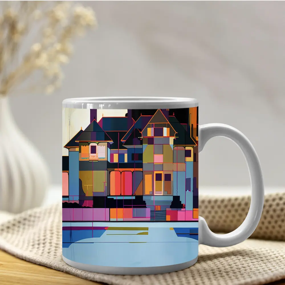 Victorian House Pool Geometric Pop Art – Mugs