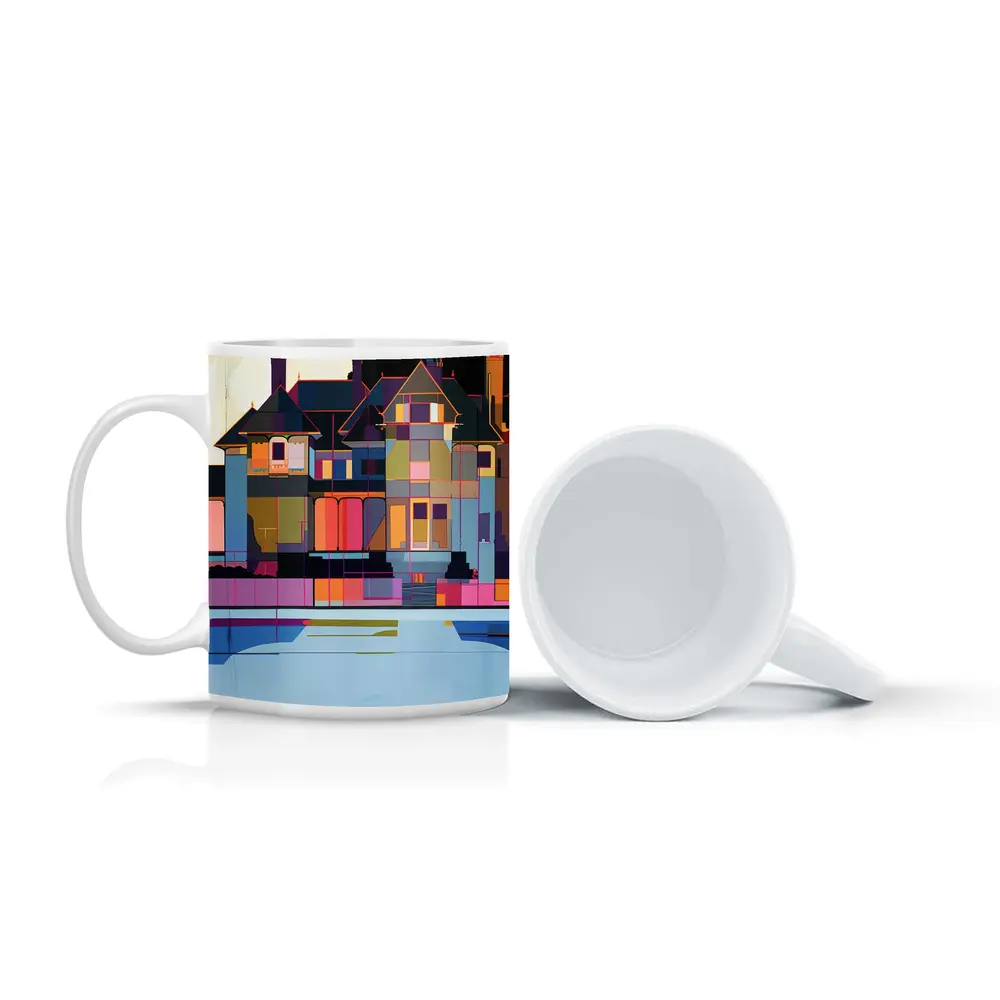 Victorian House Pool Geometric Pop Art – Mugs
