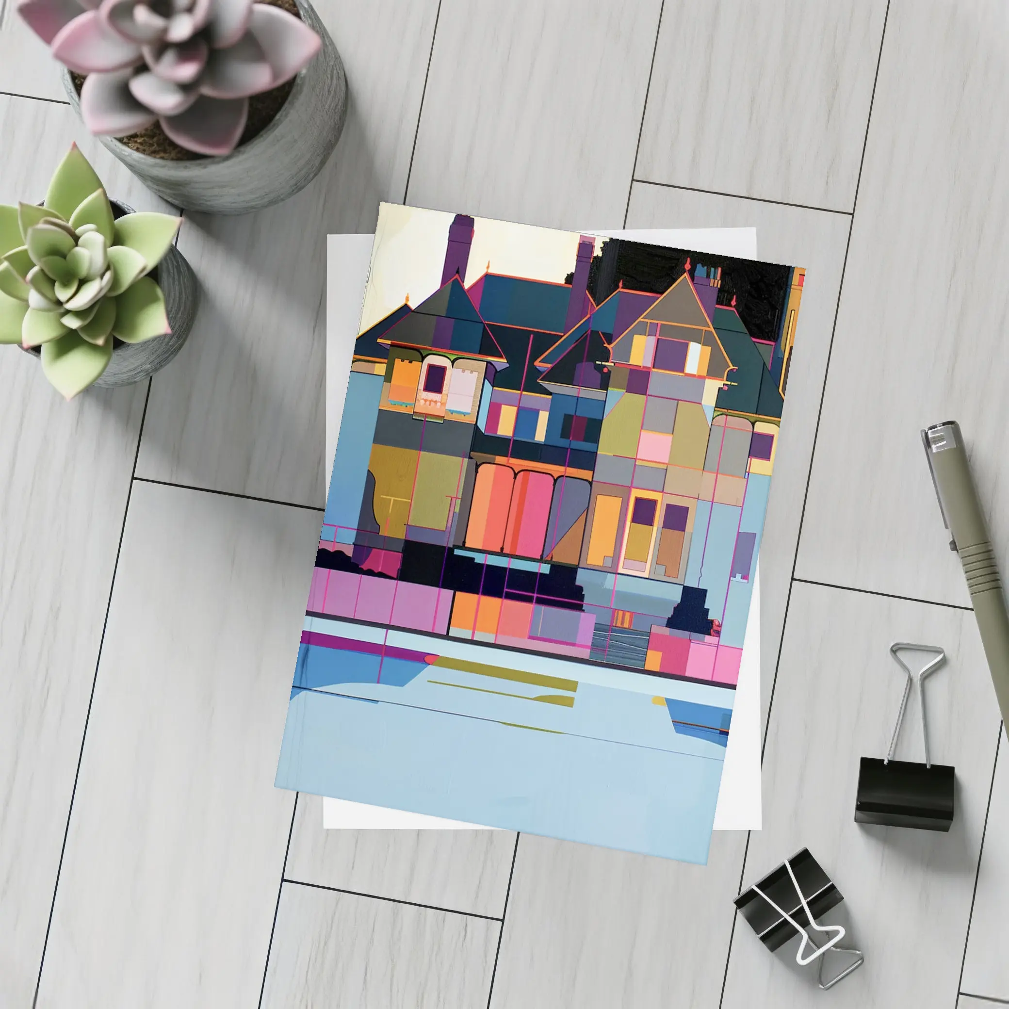 Victorian House Pool Geometric Pop Art – Postcards