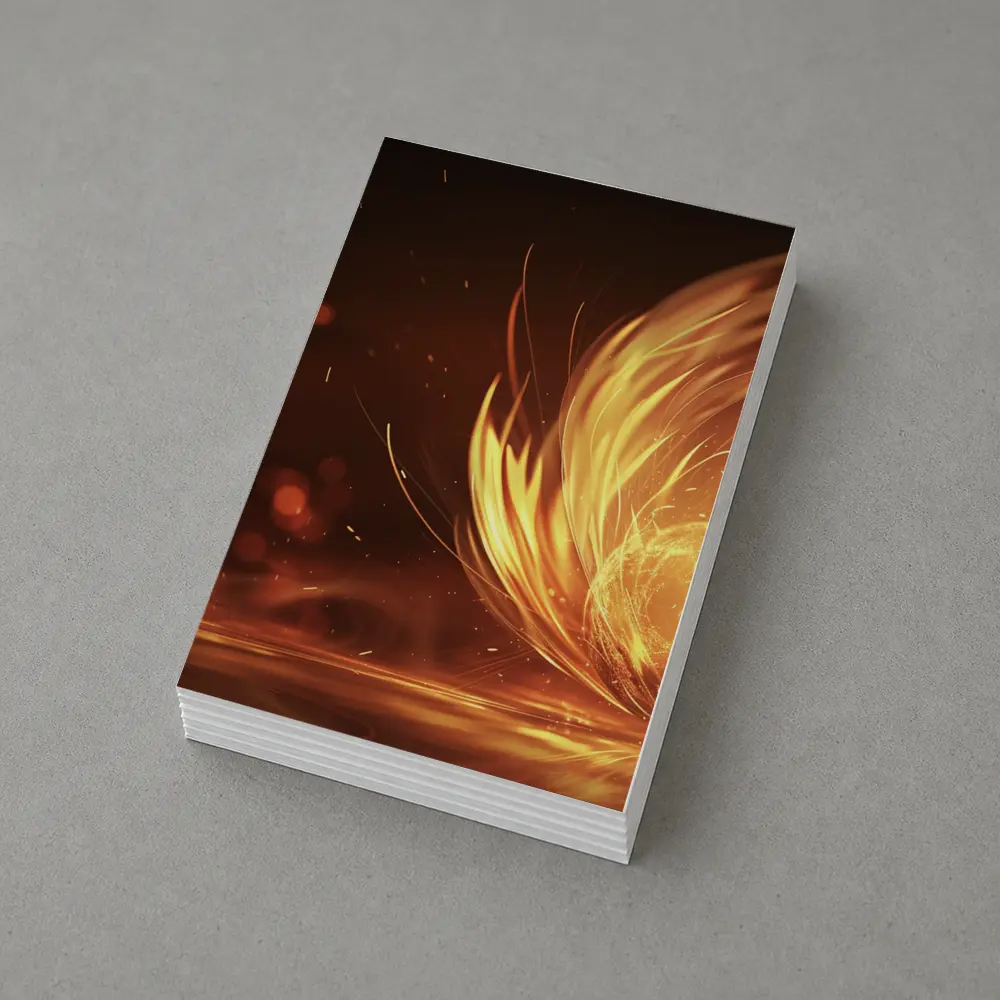 Fiery Golden Orb Abstract Dark Background – Postcards
