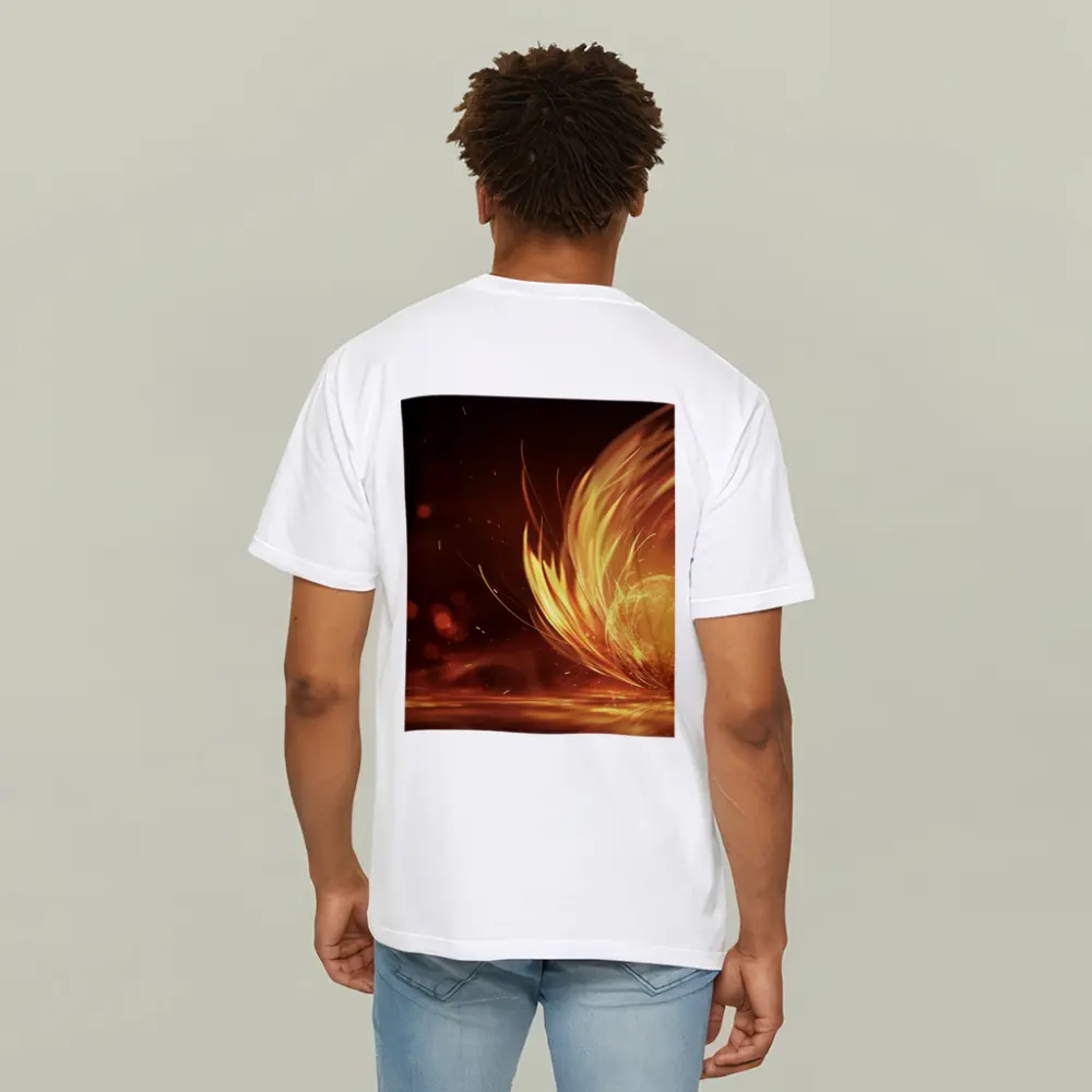 Fiery Golden Orb Abstract Dark Background – T-Shirts