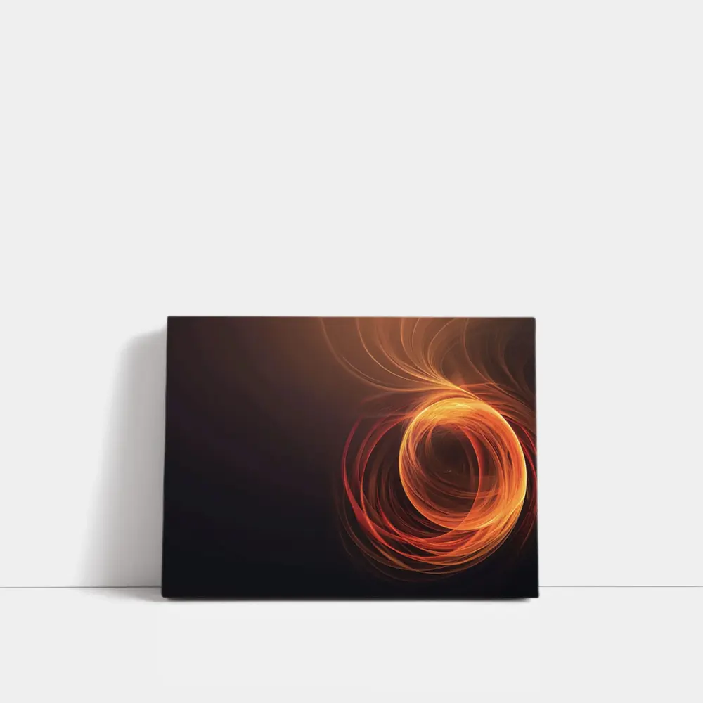 Orange Fire Spiral Abstract Dark Background – Wall Art