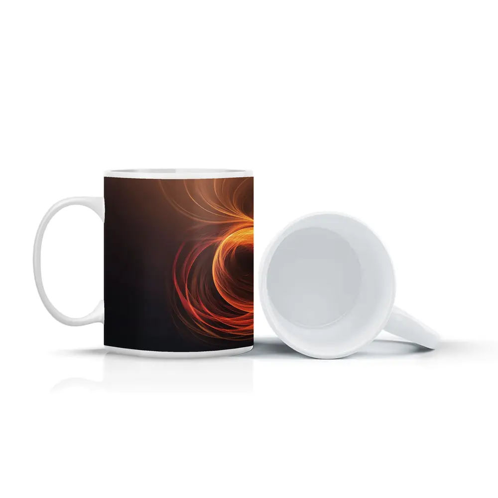 Orange Fire Spiral Abstract Dark Background – Mugs