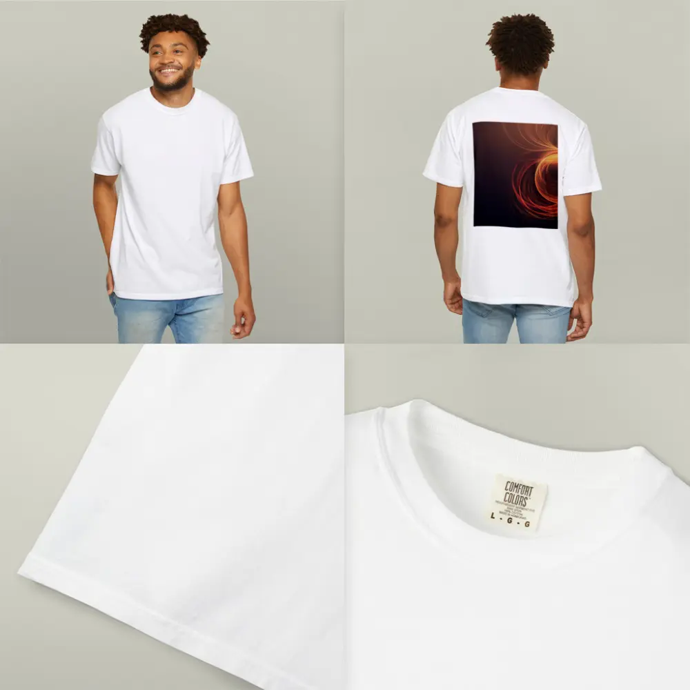 Orange Fire Spiral Abstract Dark Background – T-Shirts