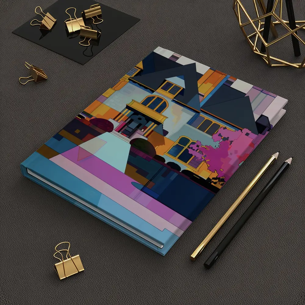 Victorian Mansion Geometric Flat Art Style – Notebooks